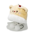 Cute bear cake plush hat with earflaps and pom-poms for winter warmth and comfort - M (56-58cm) / Yellow