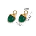 Emerald green acorn pendant with golden cap and detailed dimension labels 16x9mm - Green Agate