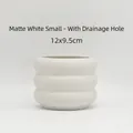 Maceta donut de cerámica blanca mate con orificio de drenaje, pequeña 12x9,5cm - 12*9.5cm / Blanco Mate Pequeño - Con Agujero