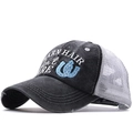 Distressed ponytail baseball cap with mesh back and Barn Hair Don't Care embroidery - Black with Grey Mesh BARN HAIR don't CARE(05)