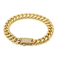 Vergoldetes Gliederketten-Armband mit luxuriösen Kristallen auf dem quadratischen Verschluss - Armband / Goldener Stil (KB149764-KFC)