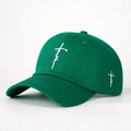 Dark green cotton baseball cap featuring white 'faith' cross embroidery on the front - One Size / Olive Green