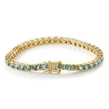 Elegant gold plated 5mm tennis bracelet with light blue round cut moissanite stones - 15mm / Original Blue Gold