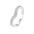 Minimalistischer S925 Sterlingsilber Ring in V-Form mit kleinen Diamanten auf Weiß - US 5 / Weißgold Moissanit Stil (FDJZ-433)
