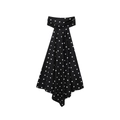 Vintage black and white polka dot sleeveless dress with off-shoulder neckline and pleated hem - XS / Black Polka Dot