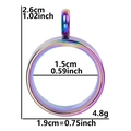 Rainbow stainless steel round glass locket pendant with dimensions and weight specs - Inner Diameter 15mm - Cavity Thickness 3.5mm / Colorful