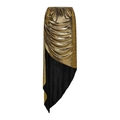 Detail aus glänzendem Gold-Metallic-Stoff mit Faltenstruktur und asymmetrischem Schnitt - Einheitsgröße / Gold Wickelrock
