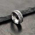 Anello da uomo in acciaio inossidabile argento con catena rotante e dettagli ingranaggi - US 7 / Catena Argento-Argento
