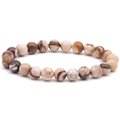 Single layer 8mm natural tiger eye stone beaded bracelet with multi-color scenic patterns - Zebra Stone