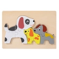 Wooden 3D puppy puzzle with three colorful dogs for early childhood skill development - Puppy Group