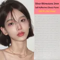 Self-adhesive 2mm silver facial rhinestones with 450 pieces for makeup and party styling - 2mm Silver Round Rhinestone