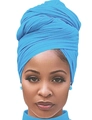 Sky blue stretch turban wrap with front twist knot design for women on white background - One Size / Sky Blue