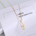 Elegante collana in argento S925 dorato con ciondolo a bambù e pietra occhio di gatto - Argento 925 / Oro