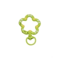 Green flower shaped spring ring clasp with yellow and white polka dots for DIY keychains - Hand-painted Apple Green