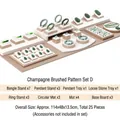 25-piece champagne brushed jewelry display set including necklace and ring stands - Combination O (White/Champagne, 25pcs)