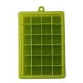 Green 24-grid silicone ice cube mold with lid and hanging hole on white background - 24 Grids / Green (No Lid)