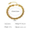 Vista dall'alto di un bracciale a catena intrecciata dorata da 17 cm e larghezza 6 mm - Stile Spesso 6mm