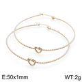 Minimalist rose gold hoop earrings featuring twisted rope texture and heart knot details - Rose Gold 50mm (KE95010-KFC)