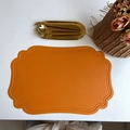 Orange leather placemat with beaded edge design and premium textured finish - Embossed Irregular Orange