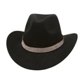 Close-up of sparkling silver rhinestone band on black western wool felt cowboy hat - 57cm / Black