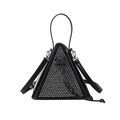 Elegante borsa a triangolo nera con strass argentati e tracolla rimovibile - Nero