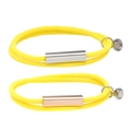 Magnetic couples bracelets with yellow woven ropes and silver and rose gold metal bars - Yellow Pair