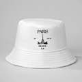Witte katoenen vissershoed met Eiffeltoren print en Franse vlag details - Eén maat / Wit