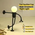 Mini luce notturna creativa a ventosa in forma umana nera con lampadina LED calda - Uomo lampadina a ventosa / Nero