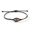 Bracelet œil porte-bonheur tissé à la main en cordon noir réglable avec motif coloré - Noir