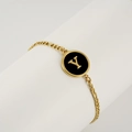 18K gold-plated stainless steel shell bracelet with black enamel letter Y pendant - Letter Y / Gold/Black