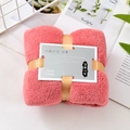 Coral pink soft coral fleece face towel with gold ribbon and elegant gift packaging - Deep Pink