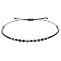 Handgeweven 2mm kralenarmband met gefacetteerde zwarte en bruine gestreepte kralen - Zwart