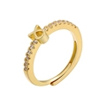 Macro detail of 18K gold plated zodiac ring with sparkling pavé cubic zirconia - Taurus / Gold