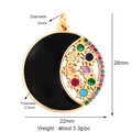 Golden celestial pendant with black inlay and multi-color crystals in star moon design - Black Star Moon Hollow