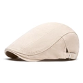 Classic light beige ivy cap in twill fabric with an adjustable side metal buckle - Beige