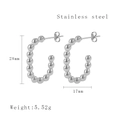 Polierte silberne Edelstahl Perlenohrringe in C-Form für Damen, 28mm Höhe Design - Silber
