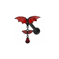 Gotischer schwarzer Fledermaus-Piercing-Schmuck mit rotem Wassertropfen-Anhänger - Fledermaus Ohrstecker (24043003-4)