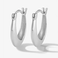 Orecchini a cerchio a U in argento sterling S925 minimalisti con finitura lucida - Argento 925 / Oro Bianco