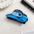 Pinza per capelli a forma di cappello da cowboy blu denim e finitura nero bianco - 8.5cm / Blu
