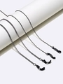 Set of four black minimalist metal eyewear chains with anti-slip rubber loops and spiral hooks - Black 2-Piece Set
