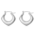 Pendientes geométricos minimalistas de plata con pulido de espejo y cierre de pasador - EU1333 Corazón Irregular / Plateado