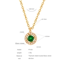 Collana in acciaio al titanio dorato con pendente in cristallo e vetro P1526 - Collana Catena Sottile Pendente Tondo (P1526)