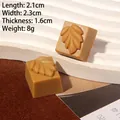 Detailed macro view of chocolate-themed resin charms showing 2.1cm size and leaf texture - Leaf - Light Coffee