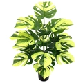 Artificial Monstera Deliciosa plant in black pot with yellow-green variegated leaves - Large 18-Head Yellow Variegated Monstera (Without Pot)