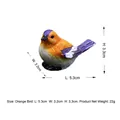 Miniature orange bird resin figurine with size dimensions for garden decor - Medium Orange Bird