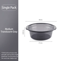 Medium size transparent grey plastic washbasin with non-slip handles for home use - Medium Transparent Grey