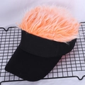 Creative black baseball cap with vibrant orange wig hair detail for outdoor parties - S(54-56cm) / Orange/Orange Wig