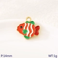 Clownfish pendant in orange and white enamel finish with gold plating, 14mm size charm - Red White Green Clownfish (KLJ10760-ZLA)