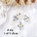 Silver hollow nail charm with iridescent marquise and clear round rhinestones, size 1.4x1.0cm - Marquise
