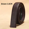 3.0cm wide brown leather replacement belt strap with litchi pattern for automatic buckle - 3.0cm Brown Scratch Resistant Leather
